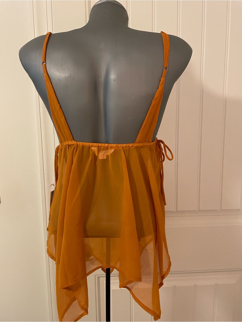 Live 4 Truth Rust-Orange Sequin-Trim Sheer Handkerchief Hem Camisole - Picture 3 of 6
